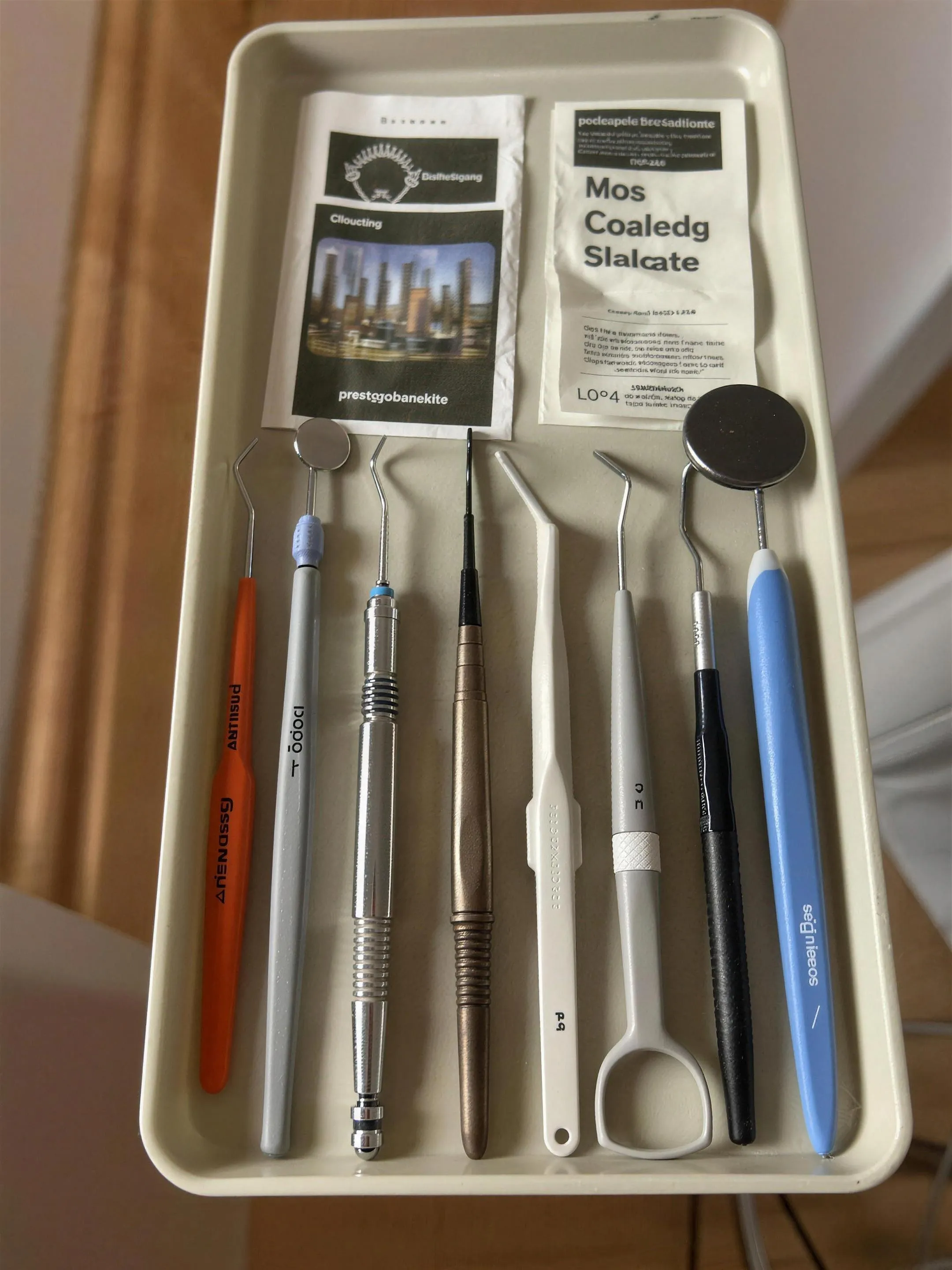 Tandartsinstrumenten klaargelegd voor een controle